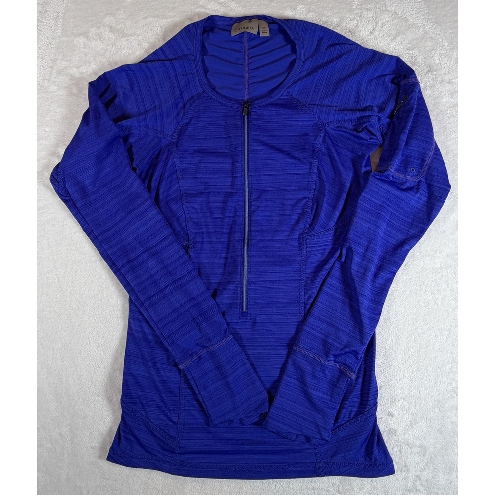 Athleta Pullover Women's Sz XS Neon Blue‎ Long Sleeve Fitted 1/2 Zip Activewear